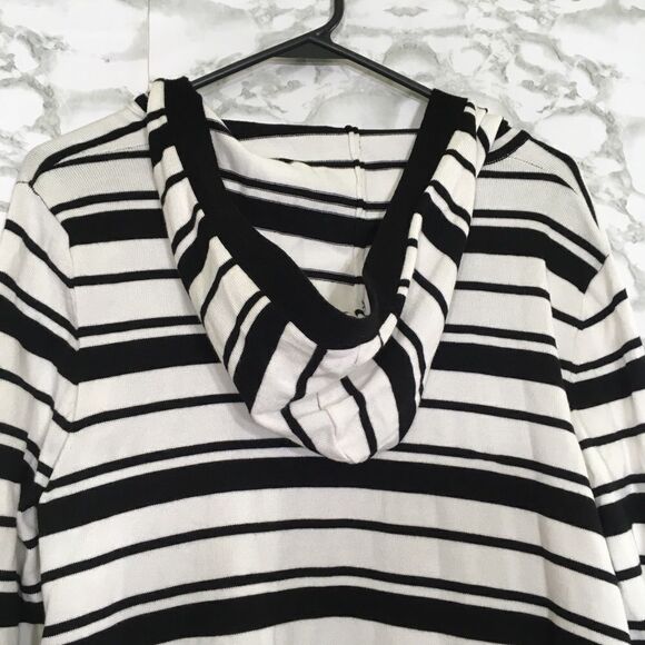 VERVE AMI STRIPPED KNIT OPEN FRONT LONG SLEEVE HOODIE CARDIGAN NWT POCKETS L NWT - Picture 4 of 12